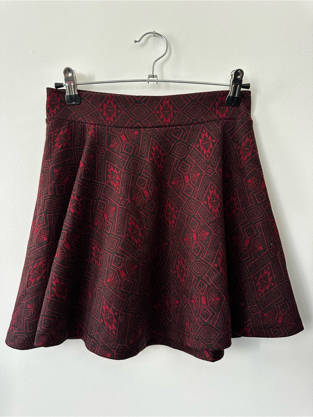Full Tilt Burgundy and Black Printed Skater Skirt